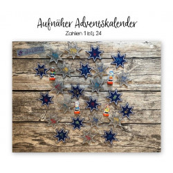 Stickserie - ITH Adventskalender Aufnäher 7-zackiger Stern Zahlen